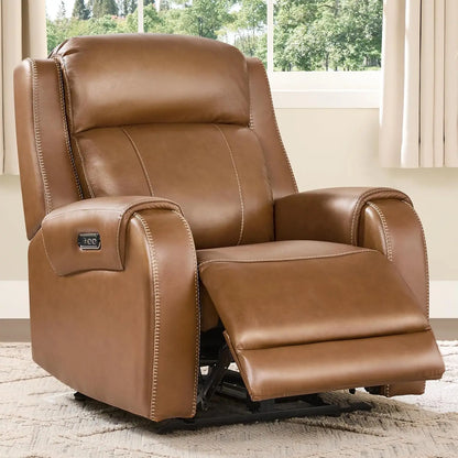 Genuine Leather Power Recliner Chair for Adults, Electric Wall Hugger Recliner with Adjustable Power Headrest &amp; USB/Type-C Ports