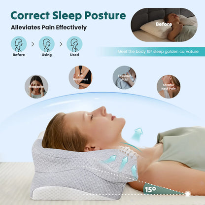 MCQ Ergonomic Memory Foam Side Sleeper Pillow With Cooling Cover