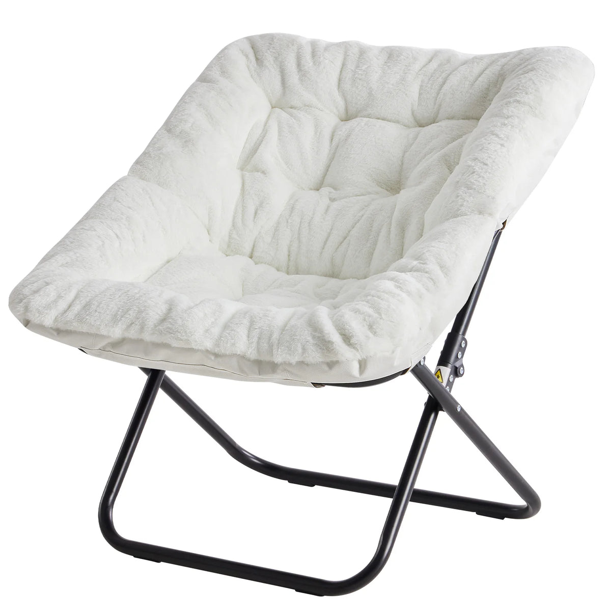 JHK Cozy Faux Fur Folding Saucer Chair With Metal Frame