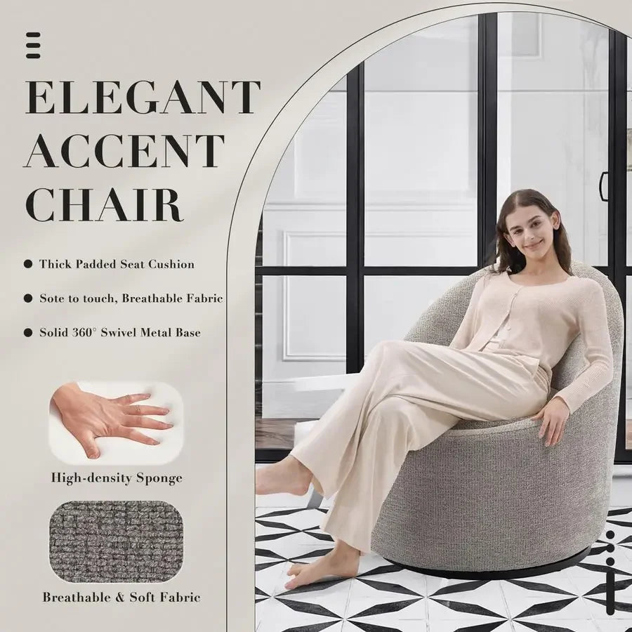 Swivel Accent Chair Set of 2, 360 Swivel Round Chair with Hidden Storage, Modern Small Barrel Armchair for Living Room Bedroom,