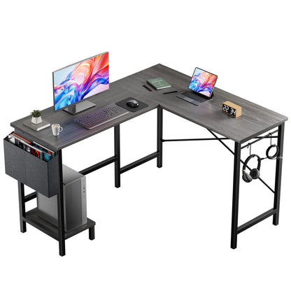 MCQ L Shaped Computer Desk with Storage and Side Hook
