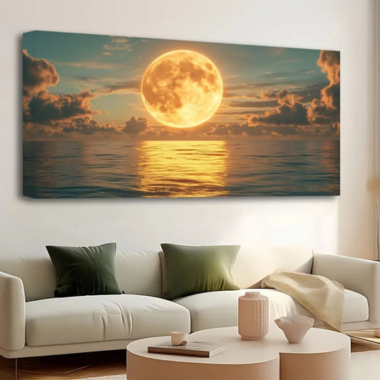 Hign-concerned Sea Sunset Canvas Wall Art With Pine Frame