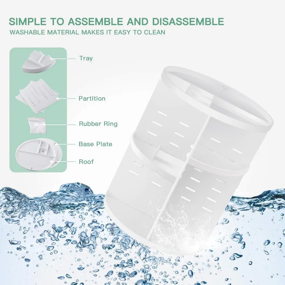 360° Rotating Makeup Organizer With 7 Trays Cosmetic Storage