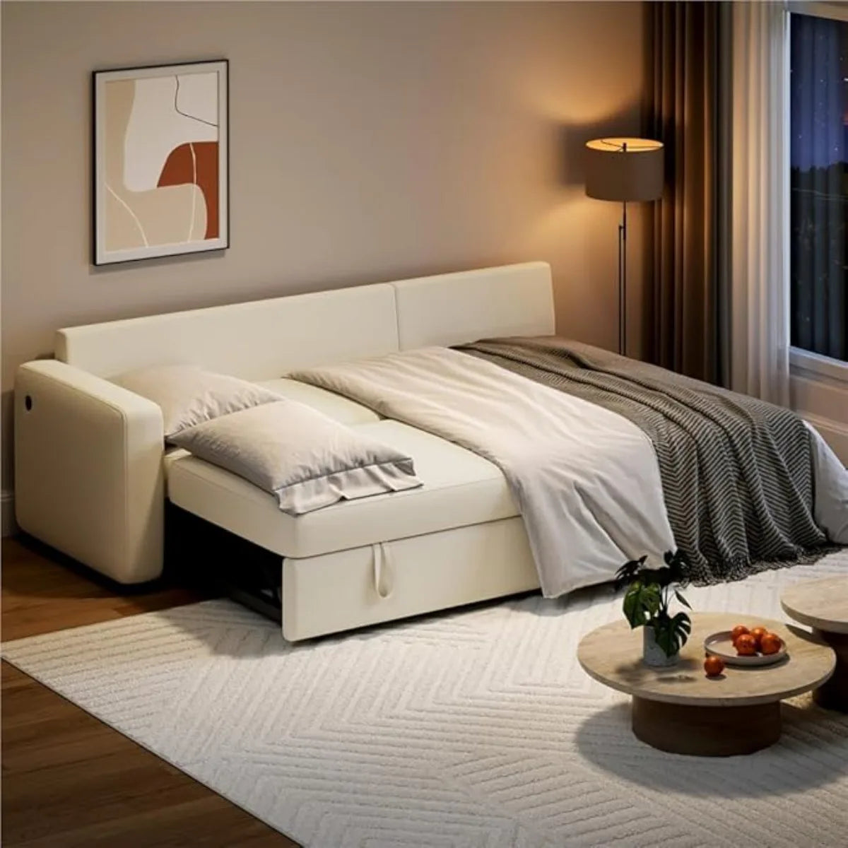 XIUWO L Shaped Sectional Sleeper Sofa Bed With Chaise Storage