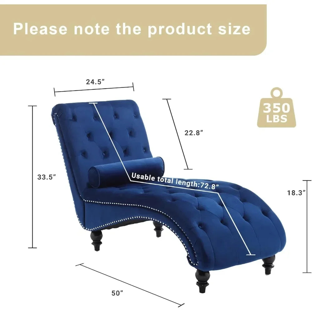 HUANZHUANG Velvet Chaise Lounge Modern Upholstered Chair With Pillow