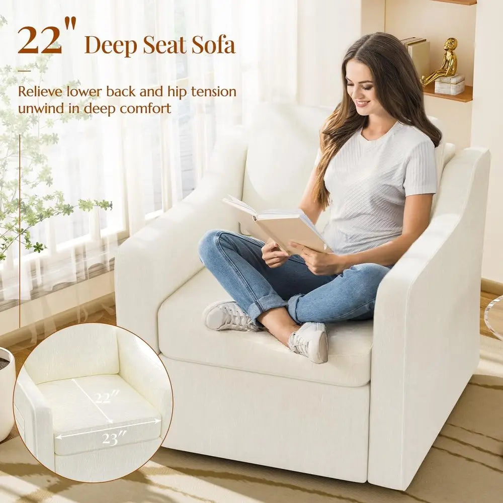360 Swivel Accent Chair Set of 2 Upholstered Reading Chairs