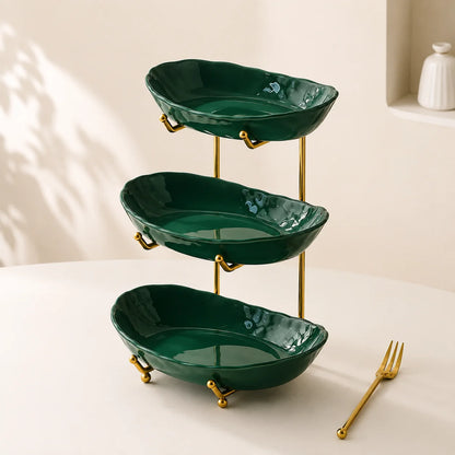 2/3-Tier Plastic Fruit Bowl Stand with Metal Frame, Large Capacity Countertop Fruit Basket for Fruits, Vegetables, Bread, Snacks &amp; Desserts, Kitchen Counter Organizer