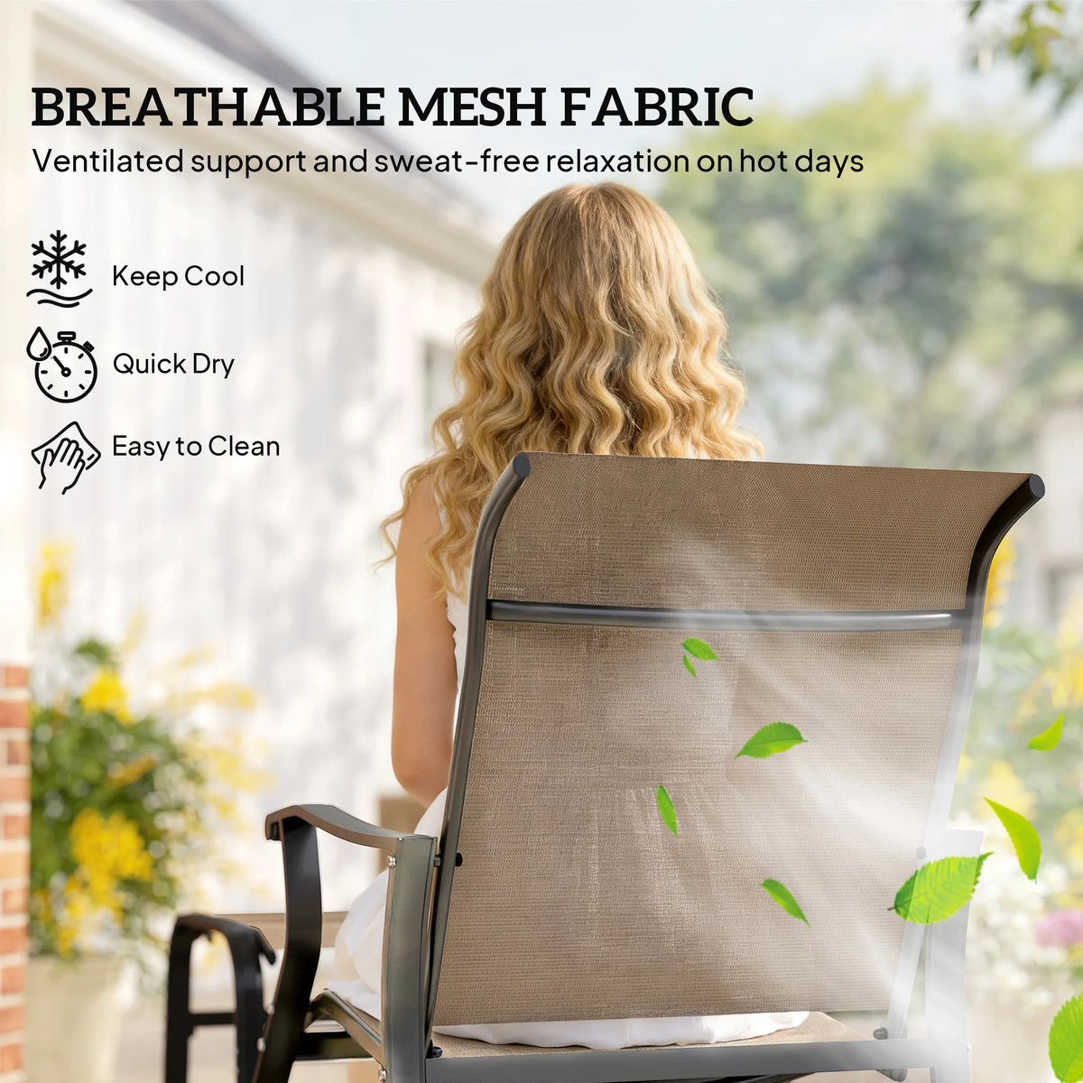 Outdoor Glider with Ottoman, High Back Patio Glider Set, Gray