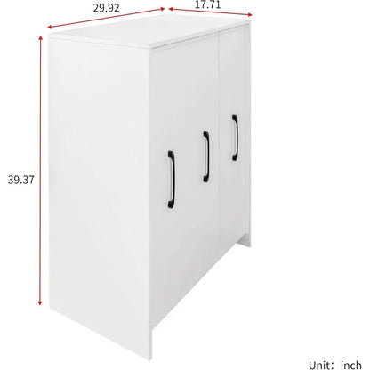 3-Tier Pull-Out Door Bookshelf, Mobile Storage Cabinet for Home Office, Living Room, and Bedroom