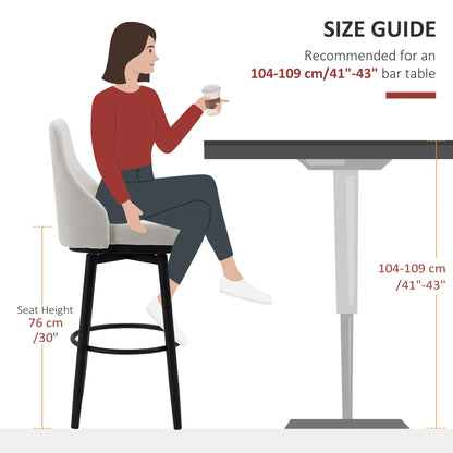 HOMCOM Modern Swivel Barstools With Steel Legs for Kitchen Furniture