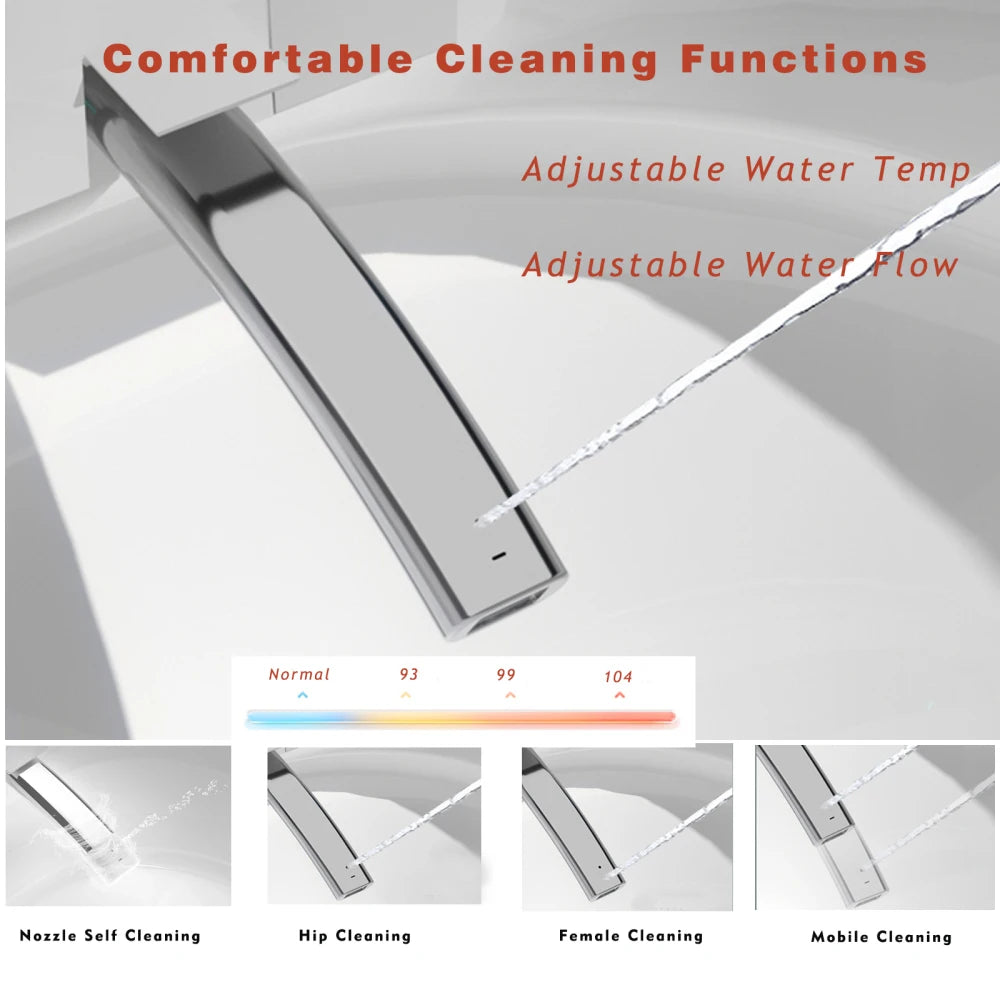 Unique Smart Toilet with Bidet Built In, Intelligent One Piece Toilet For Modern Bathroom, Auto Open/Close Seat, Foot Sensor