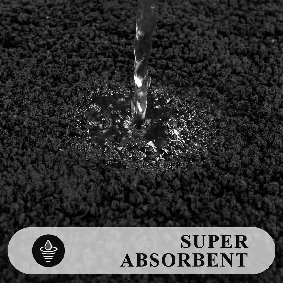 Bathroom Rugs Sets 3 Piece Bathroom Shower Rugs with UShaped Contour Toilet Mat Absorbent Microfiber Plush Bath Mats Non Slip Ba