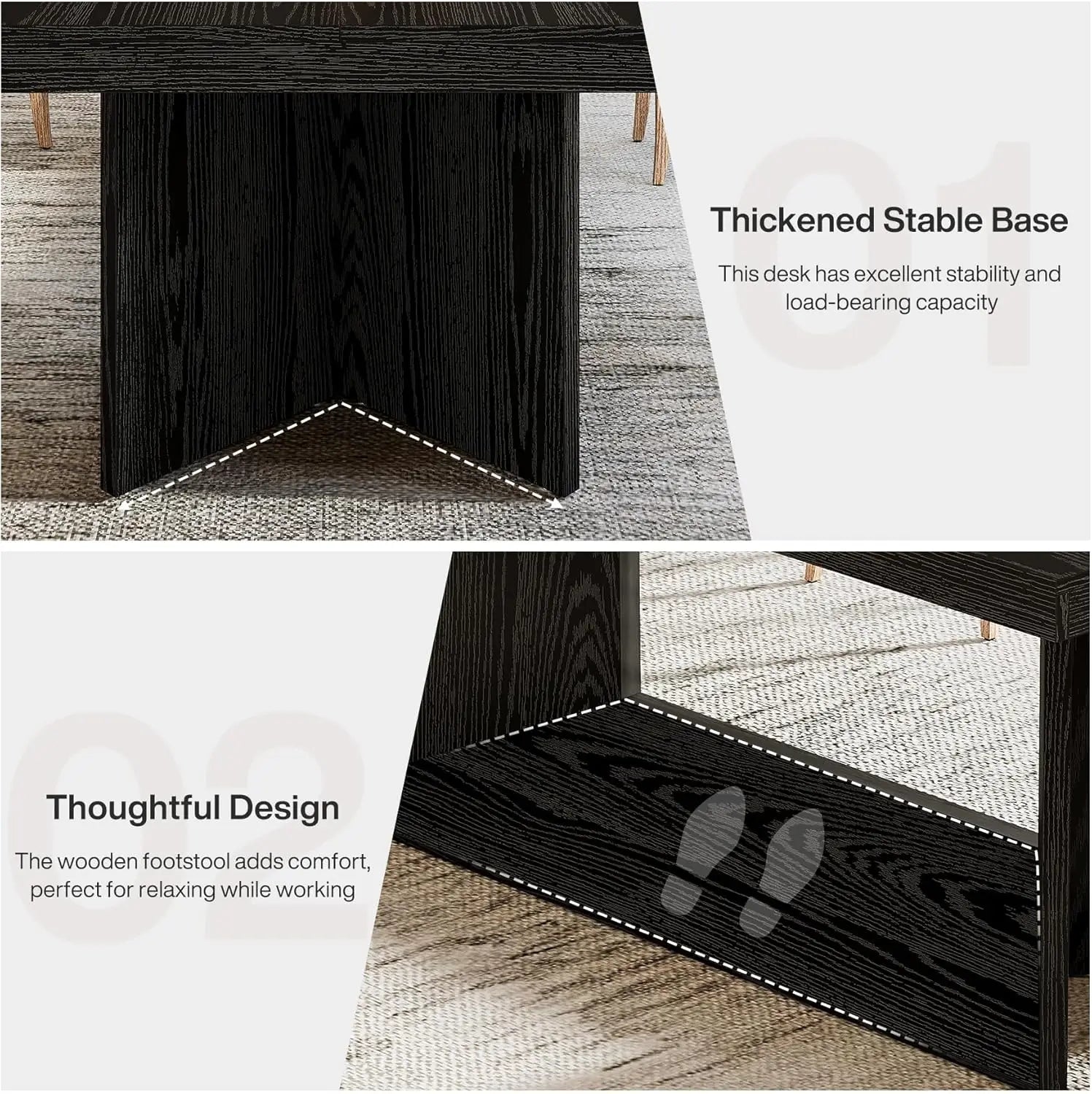Executive Desk, Large Office Computer Desk with Heavy Duty Pedestal, Farmhouse Simple Workstations Writing  , Customized