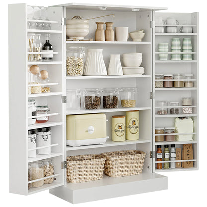 41" Modern Kitchen Pantry Freestanding Storage Cabinet with Double Doors Adjustable Shelves for Living Room - White