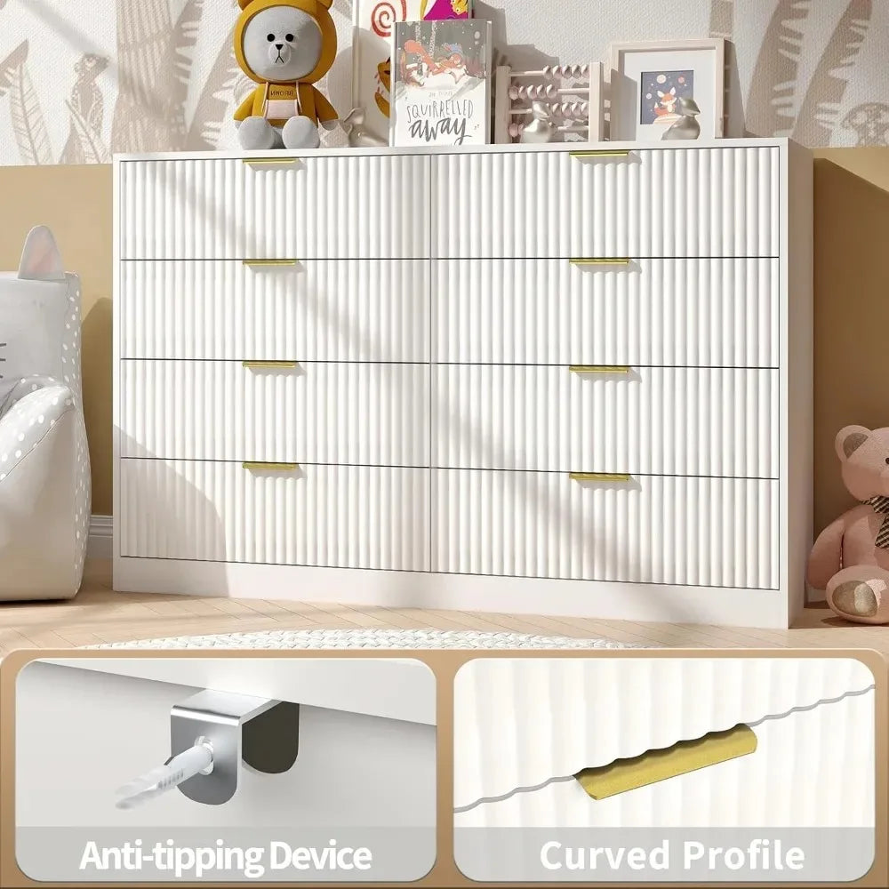 Chengwei Fluted Dresser With 8 Drawers Modern Finish