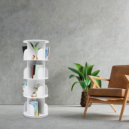 Bookcase w/ 360° Rotating Design, Steel Ball Bearing for Silent and Smooth Rotation, Multi-Layer Stacking Shelf for Easy