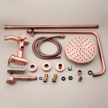 ZAPPO Antique Copper Rain Shower System Wall Mounted Shower Set with 8 inch Brass Rainfall Shower Head with Bathtub Mixer