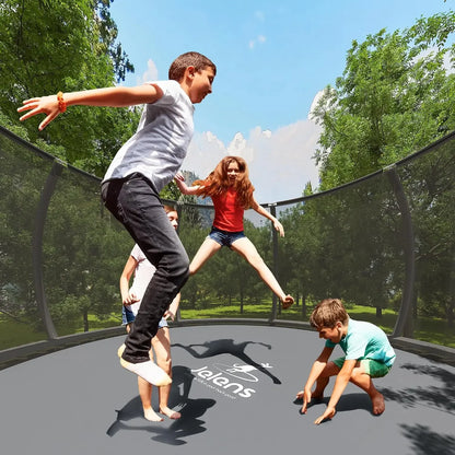 8FT 10FT 12FT 14FT 16FT, Recreational Trampolines with Enclosure Net and Ladder, Outdoor Anti-Rust Trampolines for Kids and