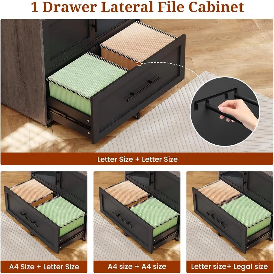 Executive Desk With Mobile File Cabinet Built In Power Outlets