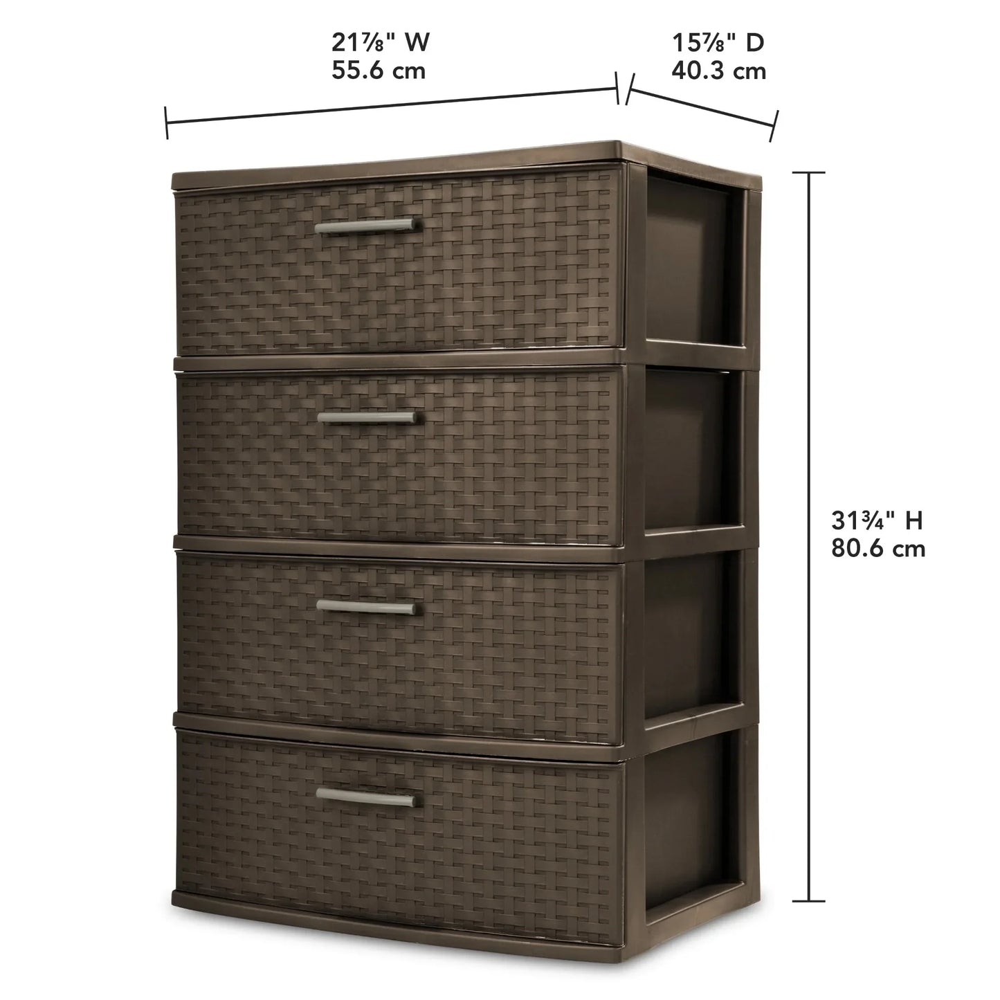 Wide Weave 4 Drawer Plastic Storage Tower For Closet Office