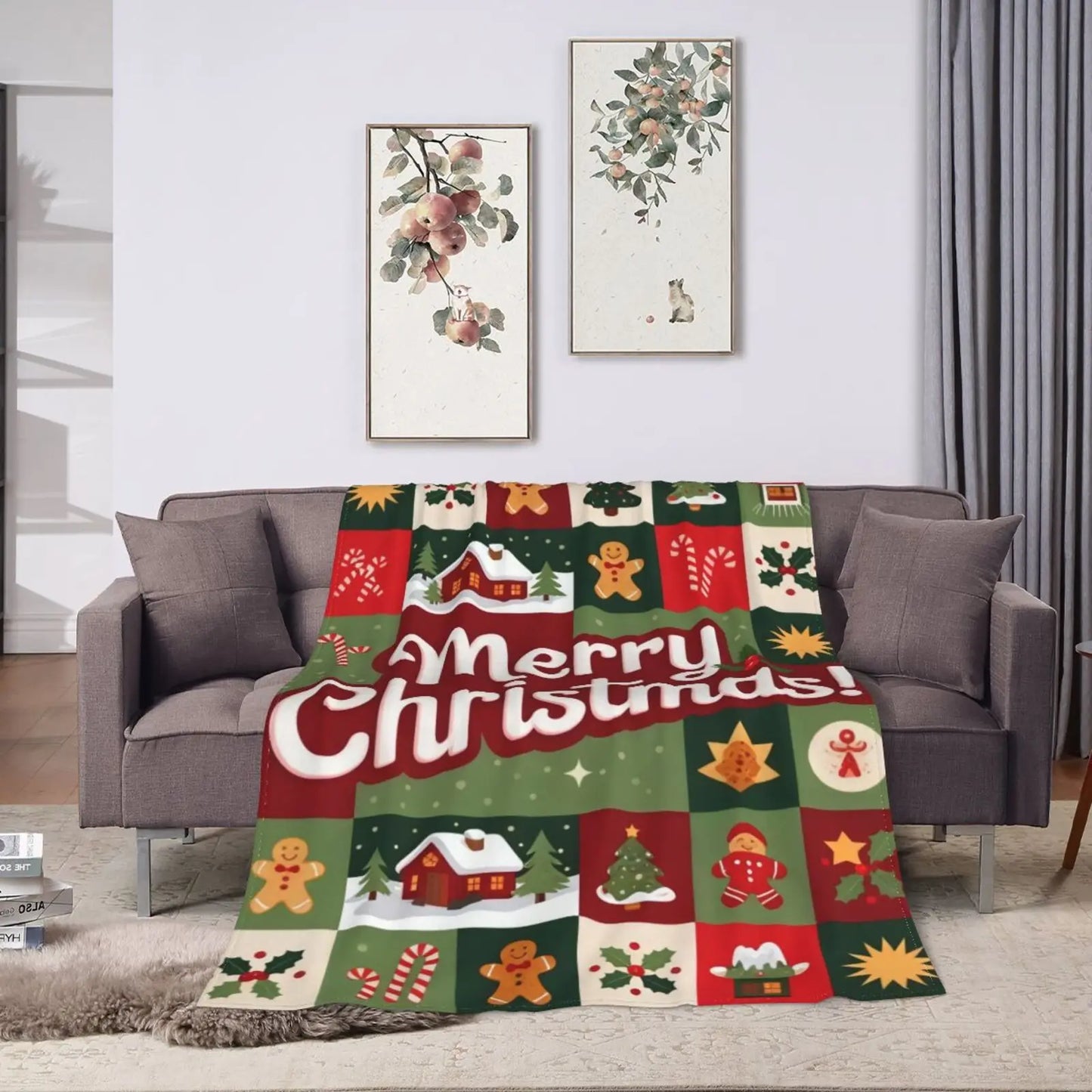 Flannel Christmas Blanket Throw For Kids Cartoon Pattern