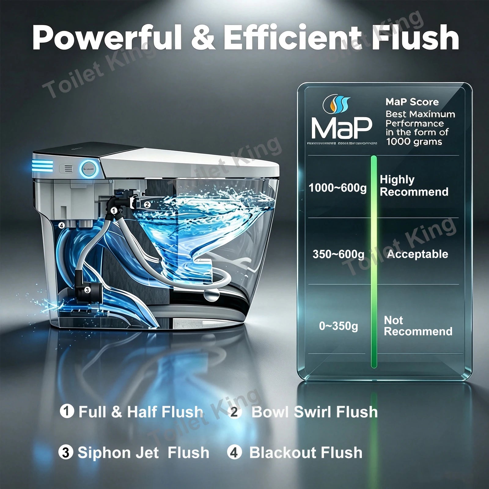 Smart Toilet with Built-in Bidet, AUTO Open/Close, Warm Water Sprayer, AUTO Dual Flush, Heated Bidet Toilet Seat for Bathrooms