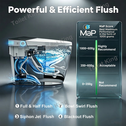 Smart Toilet with Built-in Bidet, AUTO Open/Close, Warm Water Sprayer, AUTO Dual Flush, Heated Bidet Toilet Seat for Bathrooms