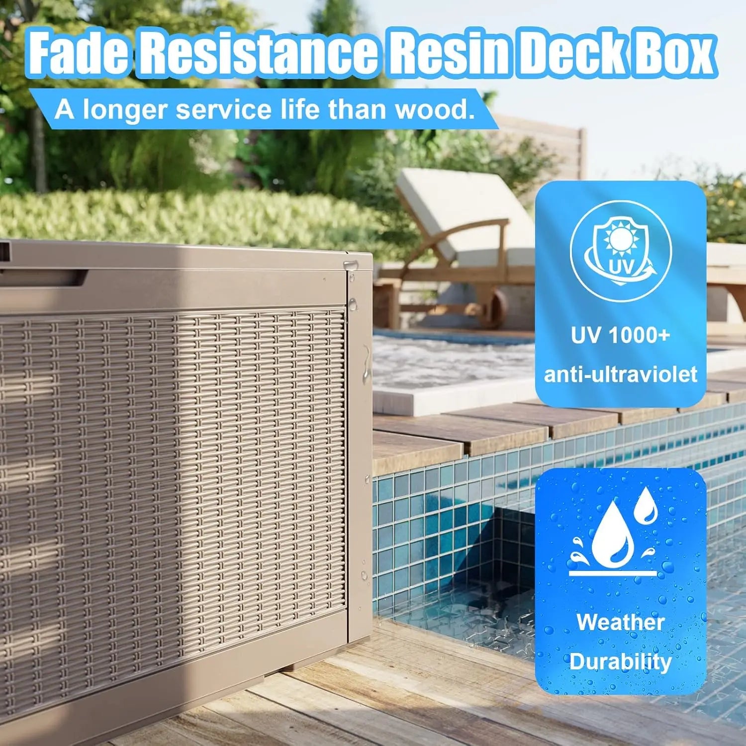 PatioZen 320 Gallon Large Resin Deck Box, Lockable Outdoor Storage Box for Patio Cushions Storage Furniture,Garden Tools