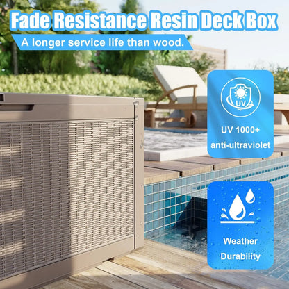 PatioZen 320 Gallon Large Resin Deck Box, Lockable Outdoor Storage Box for Patio Cushions Storage Furniture,Garden Tools
