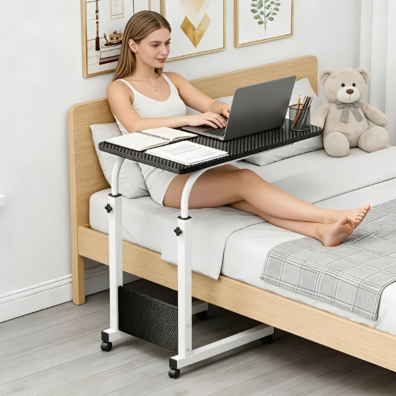 Adjustable Rolling Laptop Cart Overbed Table for Bed or Couch