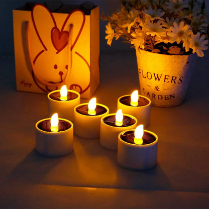 6 pieces of solar candle light, Solar LED tea night light, date romantic atmosphere decoration, lighting Camping home decoration