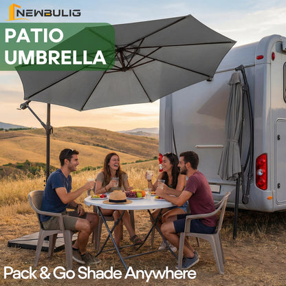 JHK Outdoor Offset Cantilever Patio Umbrella With Base And Tilt