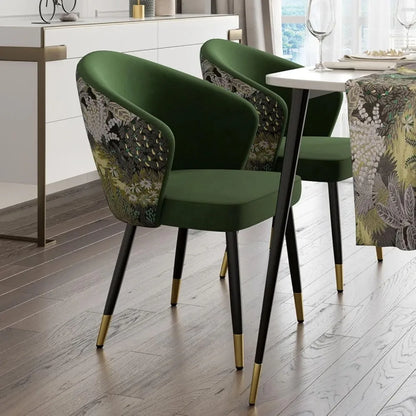 Upholstered Velvet Dining Chair, Comfy Dining Room Chairs with Thick Cushions, Modern Kitchen Side Chairs (Green, 1-Piece