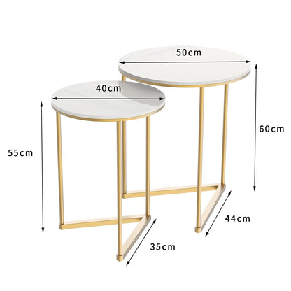Wisfor Modern Marble Top Nesting Side Tables with Metal Base
