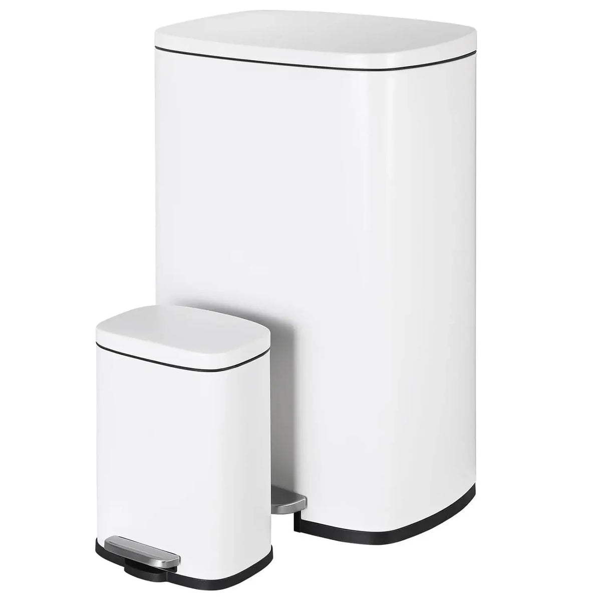 Kitchen Trash Garbage Can 50L+5L Soft-Close, Smudge Resistant Trash Can with Foot Pedal-Brushed Stainless Steel, Satin Nickel