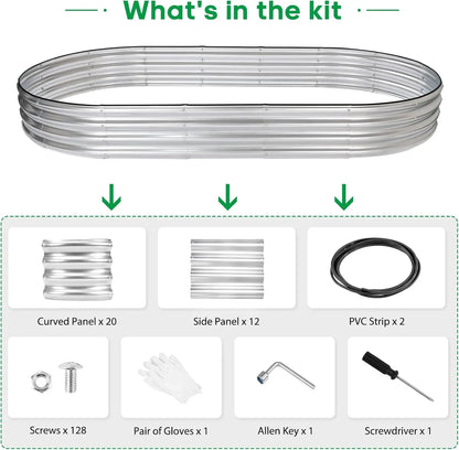 8x4x1ft Oval Raised Garden Bed Kit, Galvanized Metal Planter Box for Vegetables Fruits Flowers
