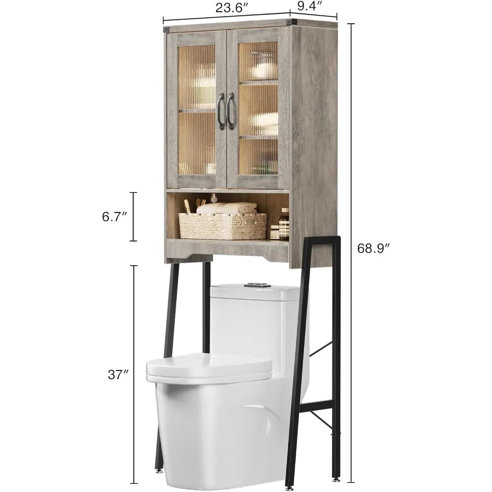 RBXC Space Saving Bathroom Storage Cabinet With Tempered Glass Door