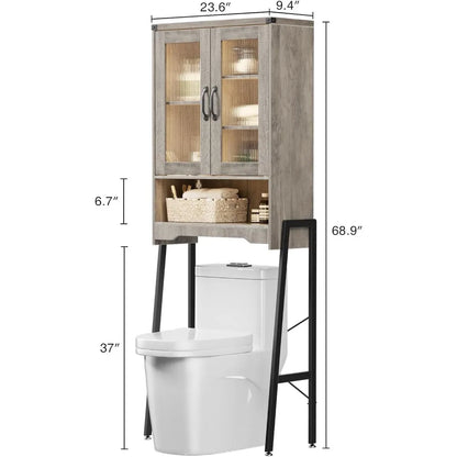 RBXC Space Saving Bathroom Storage Cabinet With Tempered Glass Door