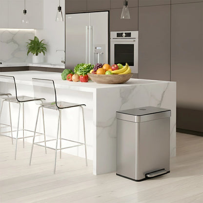 DOPINMIN Two Compartment Stainless Steel Pedal Trash Can