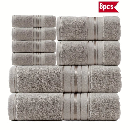 8 Piece Luxury Towel Set – Majestic Plush, Super Absorbent &amp; Quicker-to-Dry, Thick 100% Ring Spun Cotton Towels for Bathroom, Spa &amp; Hotel – 2 Bath, 2 Hand, 4 Washcloths