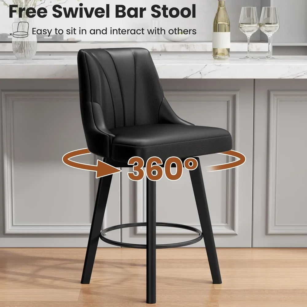 Counter Height Swivel Bar Stool Set of 4 with Back