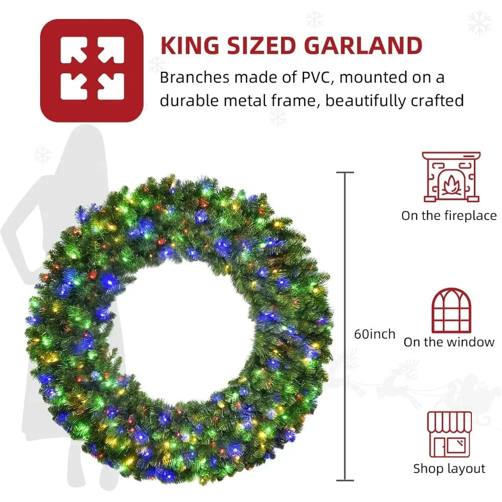 XMSJ Premium Extravagant Illuminated Christmas Wreath For Celebrations With LEDs