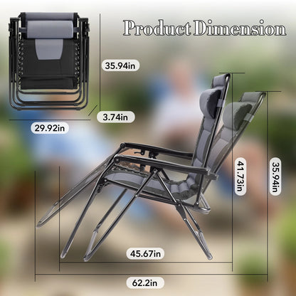 JHK Padded Zero Gravity Reclining Lounge Chair With Cup Holder