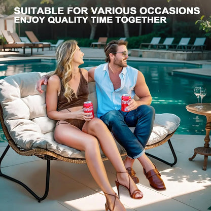 BestsellerOutdoor Loveseat, 2 Seater Outdoor Couch with Soft Cushion, All-Weather Boho Rattan Patio Furniture for Balcony