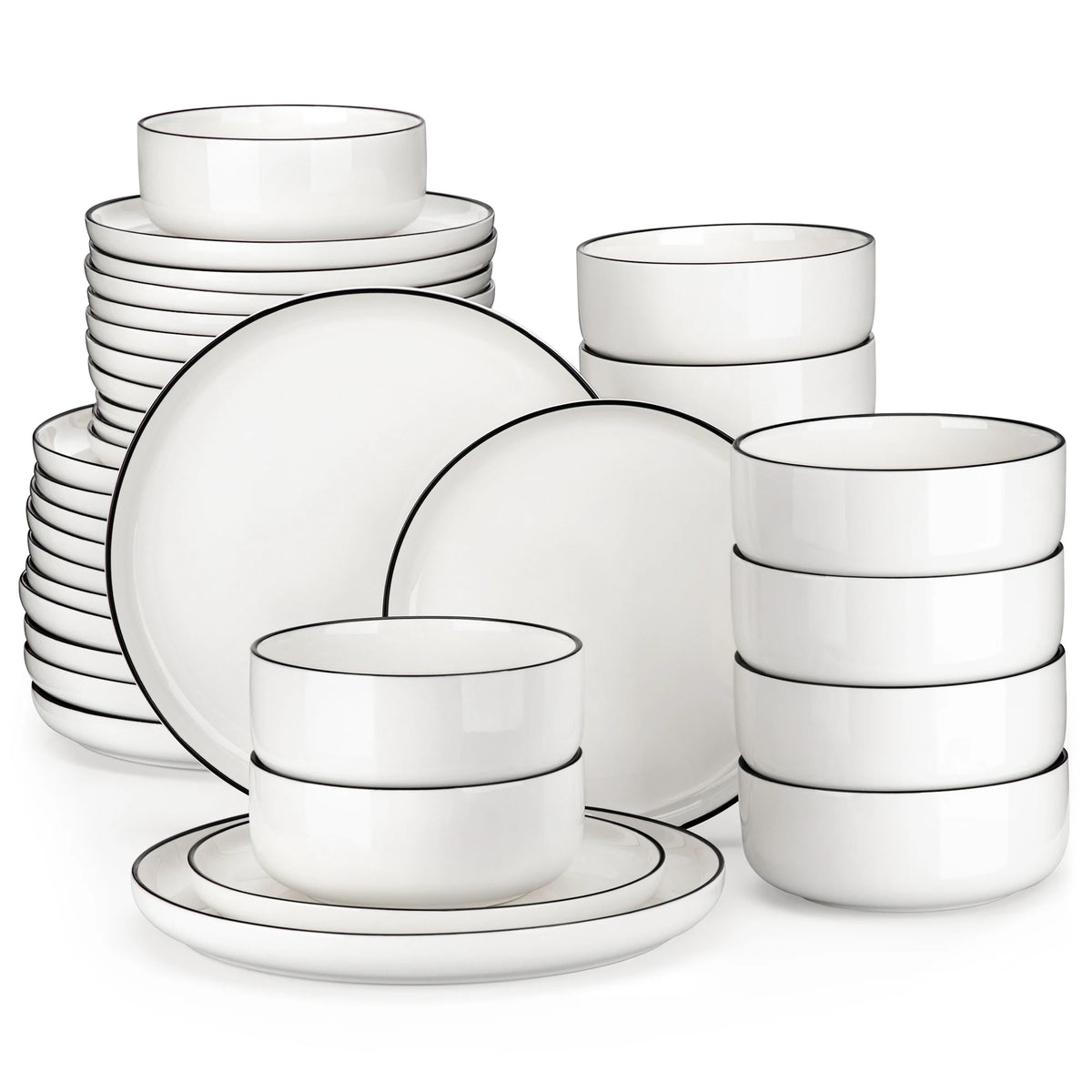 MALACASA Ceramic Porcelain Dinnerware Set With Plates And Bowls