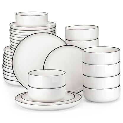 MALACASA Ceramic Porcelain Dinnerware Set With Plates And Bowls