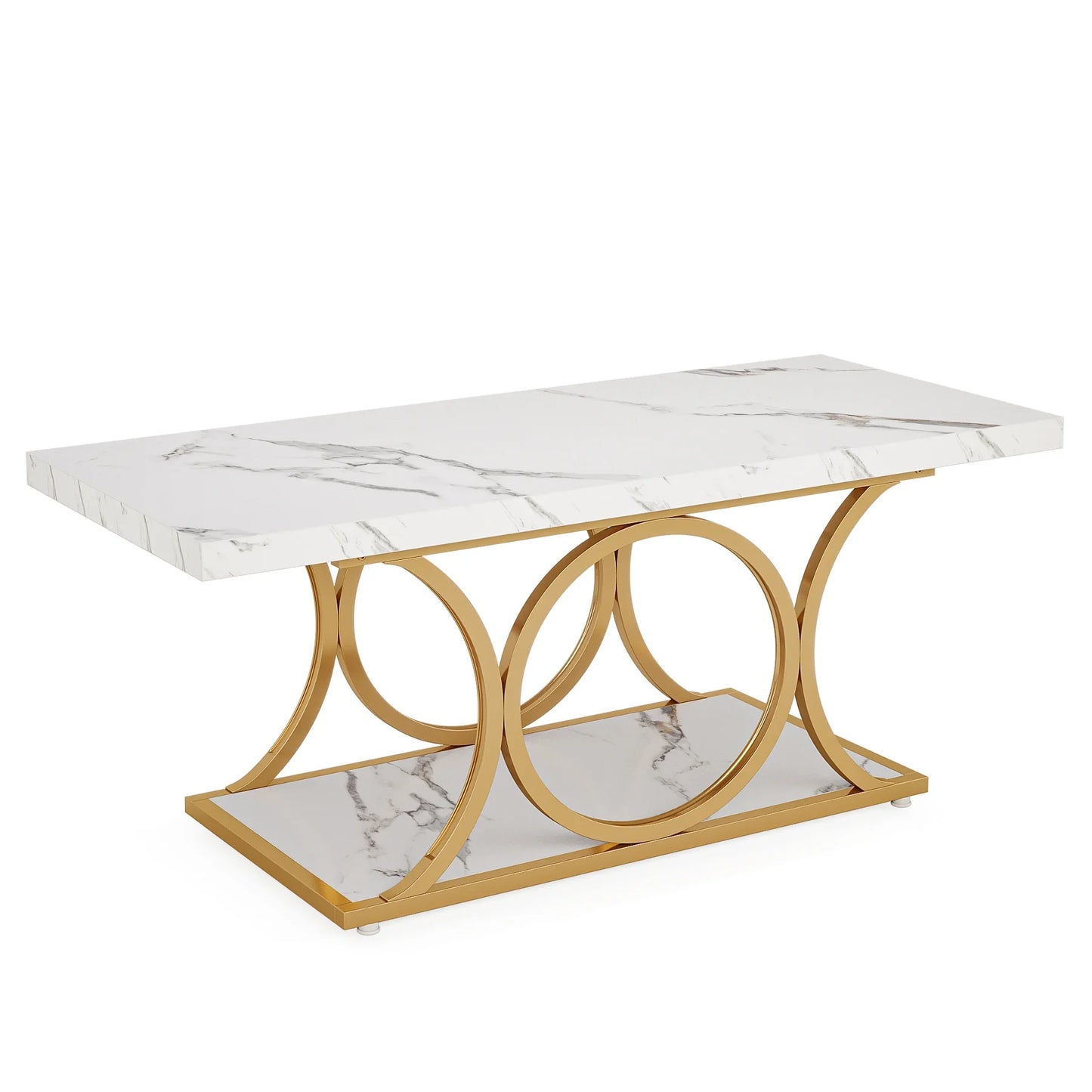 Tribesigns Two Tier Faux Marble Wood Coffee Table