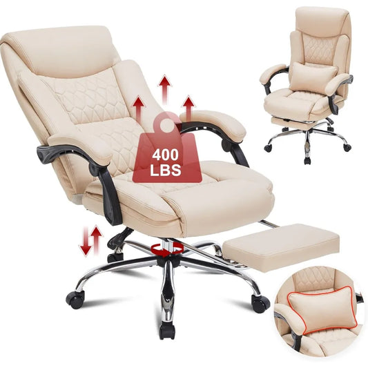 HUANZHUANG Reclining Executive Office Chair With Foot Rest