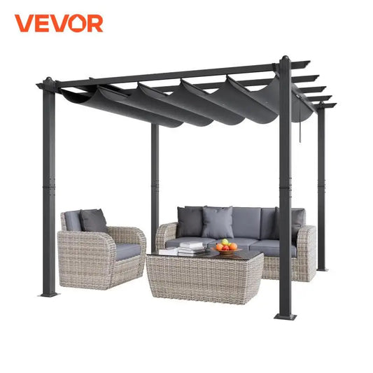 VEVOR Aluminum Outdoor Retractable Pergola With Canopy