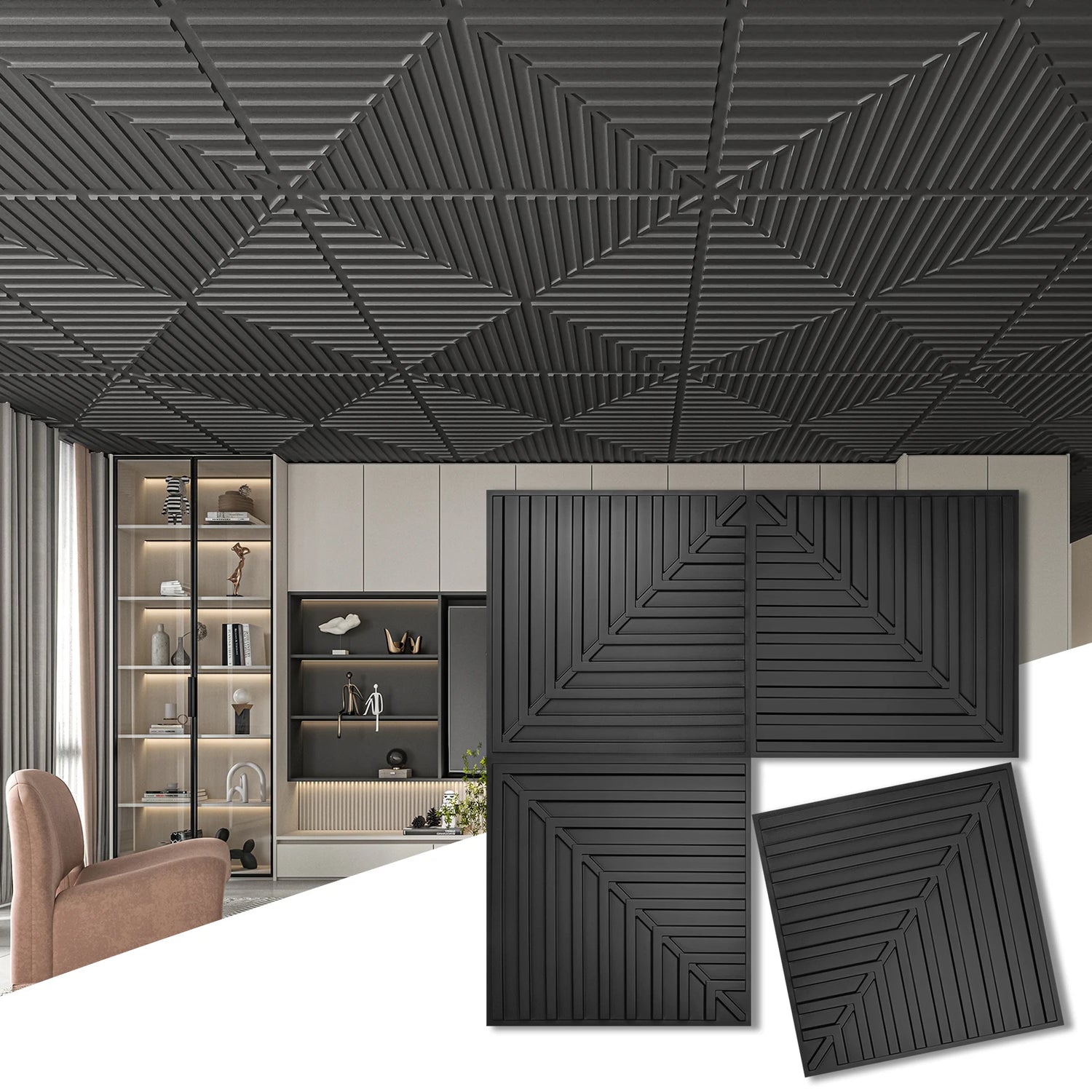 Art3d PVC 3D Textured Drop Ceiling Tiles 12-Pack